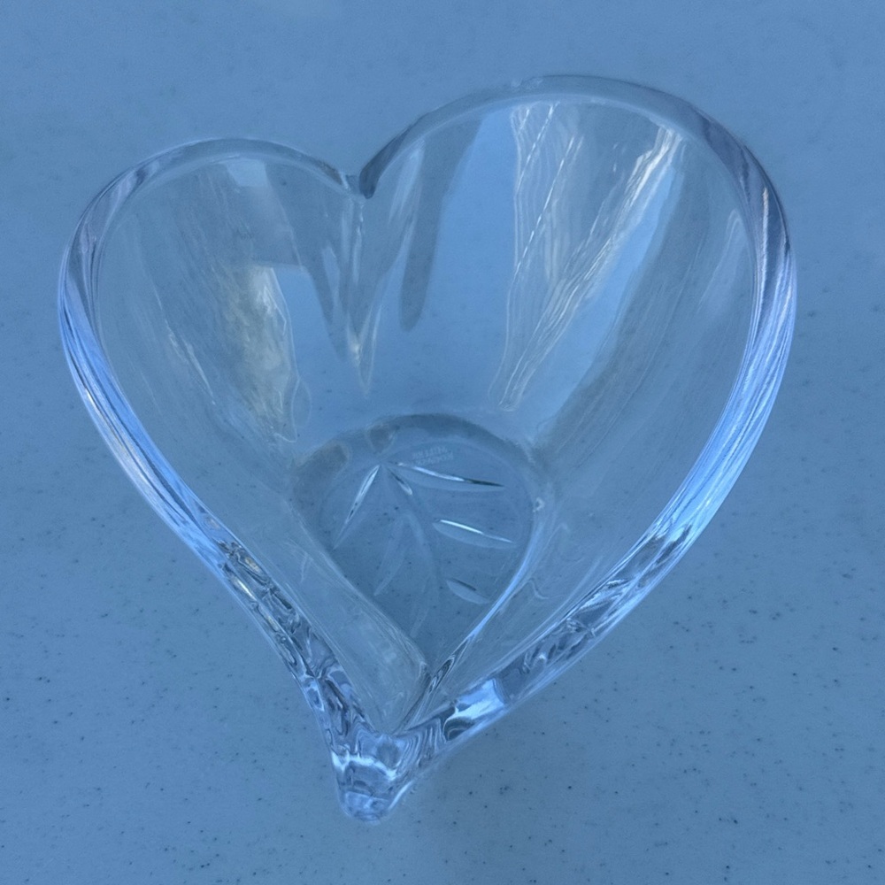 Miller Rogaska Elegant Crystal Glass Heart Leaf Bowl Candy Trinket Dish